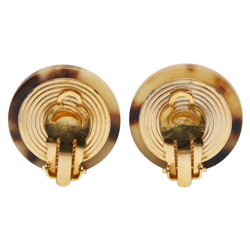 Hermes Trumpet Ribbon Motif Beige Brown Gold Buffalo Horn Plated — view 4