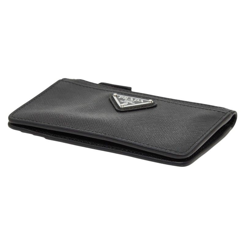 Prada Triangle Logo Plate Coin Case Card 2 Mc084 Black Sapphire Leather — view 5