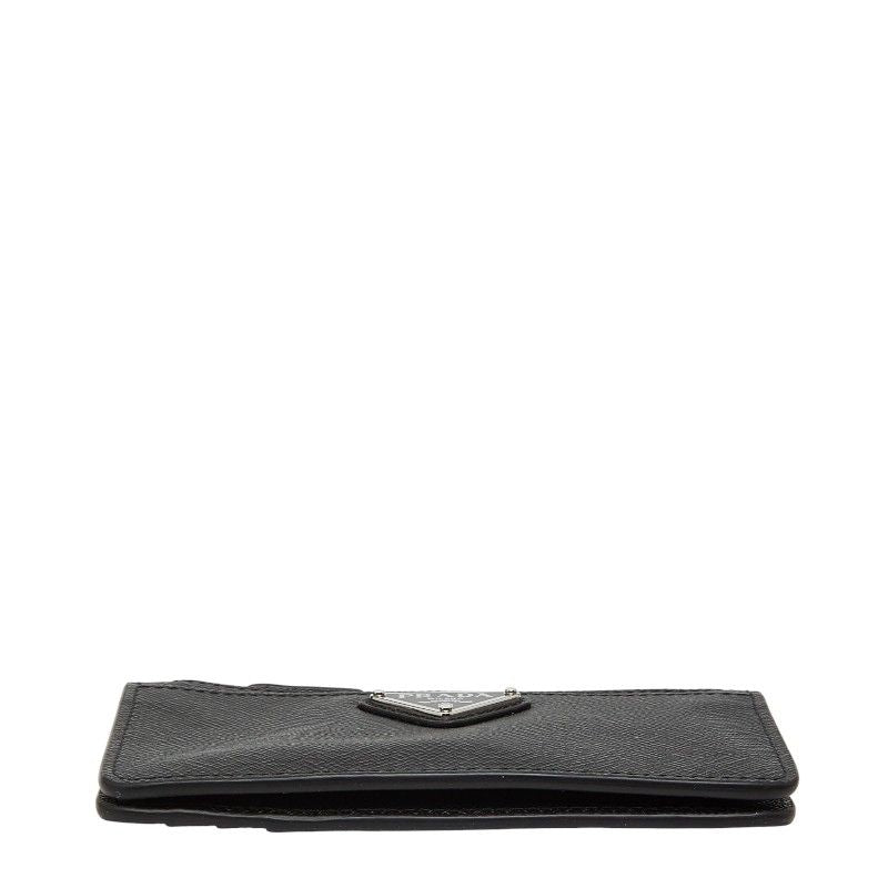 Prada Triangle Logo Plate Coin Case Card 2 Mc084 Black Sapphire Leather — view 4