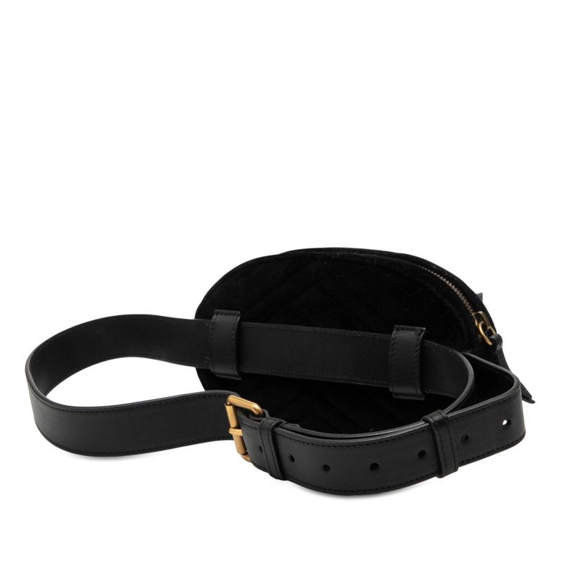 Gucci GG Marmont Quilted Body Bag Waist Black Velor — view 3