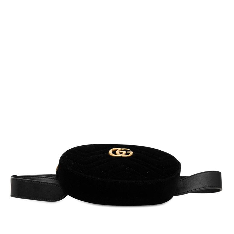 Gucci GG Marmont Quilted Body Bag Waist Black Velor — view 4