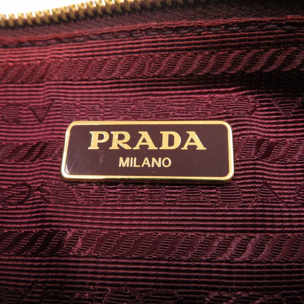 Prada Leather Bold Gold Hardware Pouch Bag 1302 — view 6