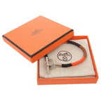 Hermes Grennan Leather Orange Brown Black Silver Hardware Bracelet Accessory — view 2