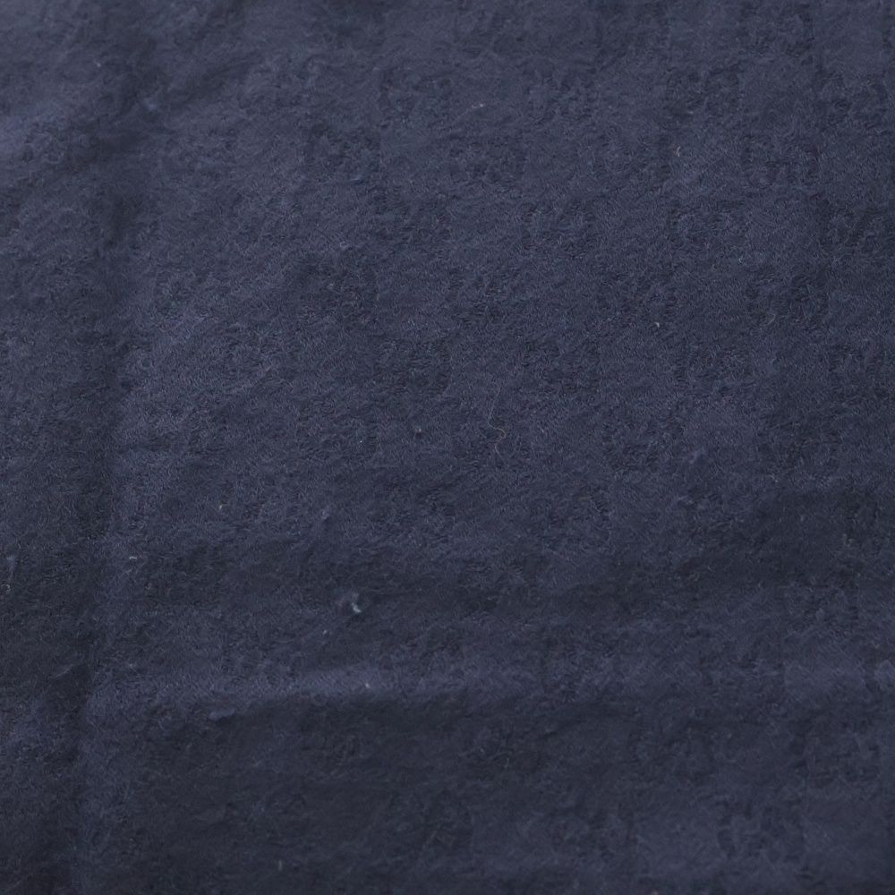 Gucci GG Pattern Cashmere Muffler Navy Scarf — view 2
