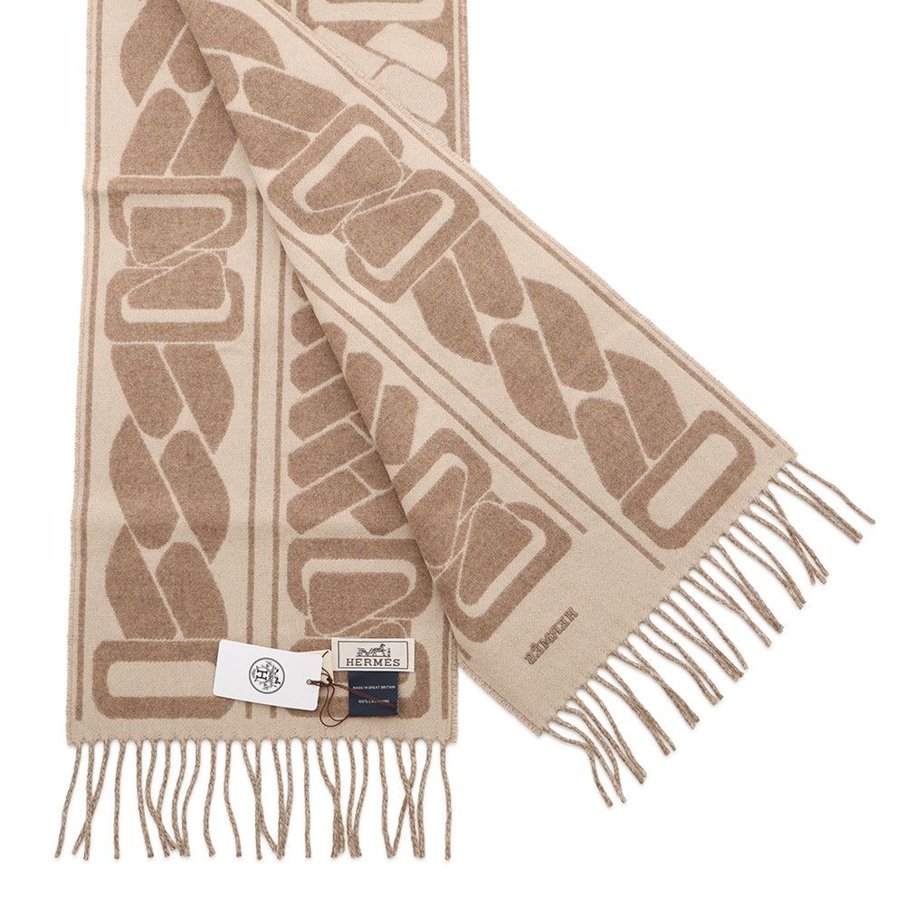 Hermes Scarf Click Se Nue Maron Glace Cles Cashmere Bicolor Shawl Brown Marron-glace — view 2