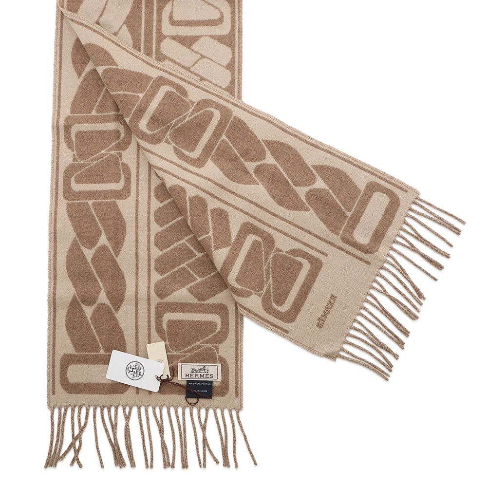Hermes Scarf Click Se Nue Maron Glace Cles Cashmere Bicolor Shawl Brown Marron-glace — view 2