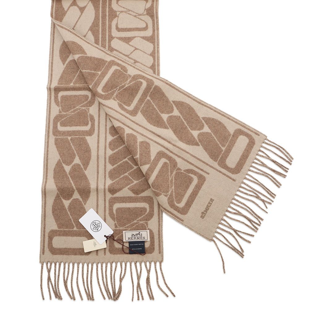 Hermes Scarf Click Se Nue Maron Glace Cles Cashmere Bicolor Shawl Brown Marron-glace — view 2