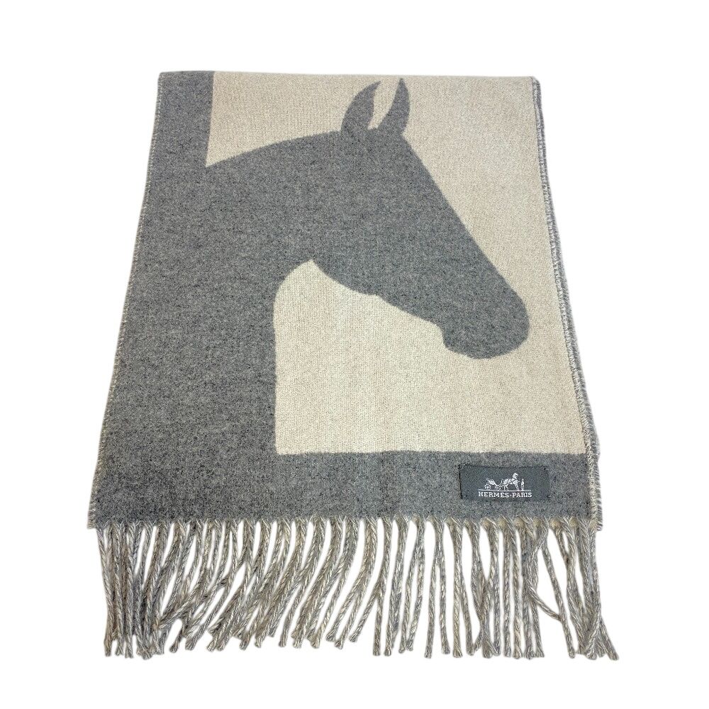 Hermes Love Story Muffler Gray Scarf — view 2