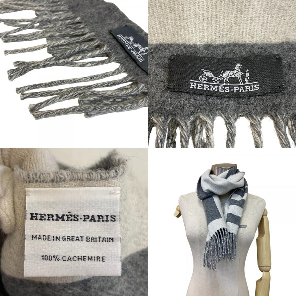 Hermes Love Story Muffler Gray Scarf — view 8