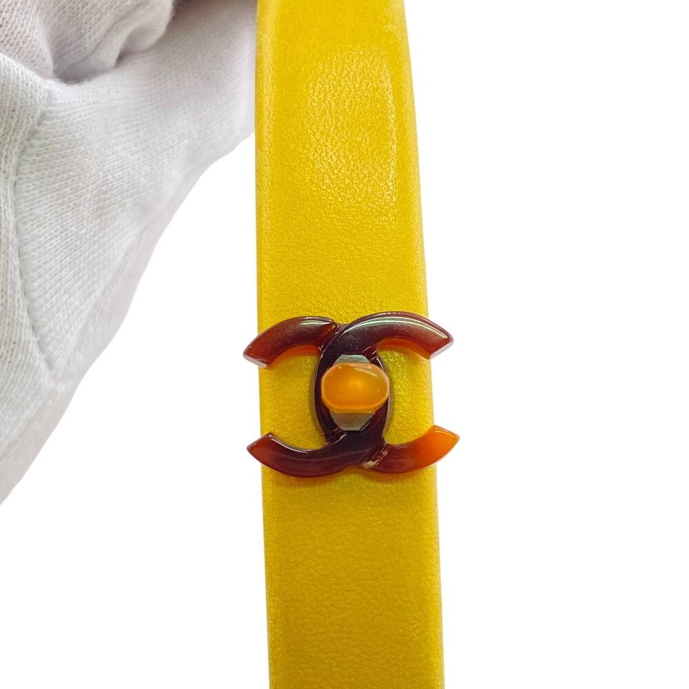 Chanel Coco Mark Turnlock Headband Hair Accessory Yellow — view 7