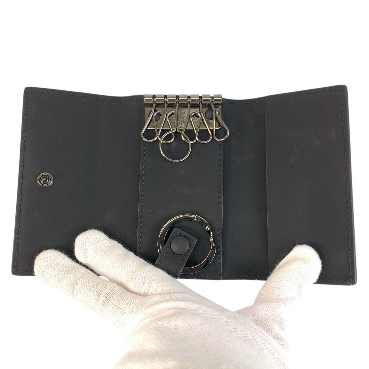 Gucci Rubber Effect Black Leather key Case 6 Rows — view 7