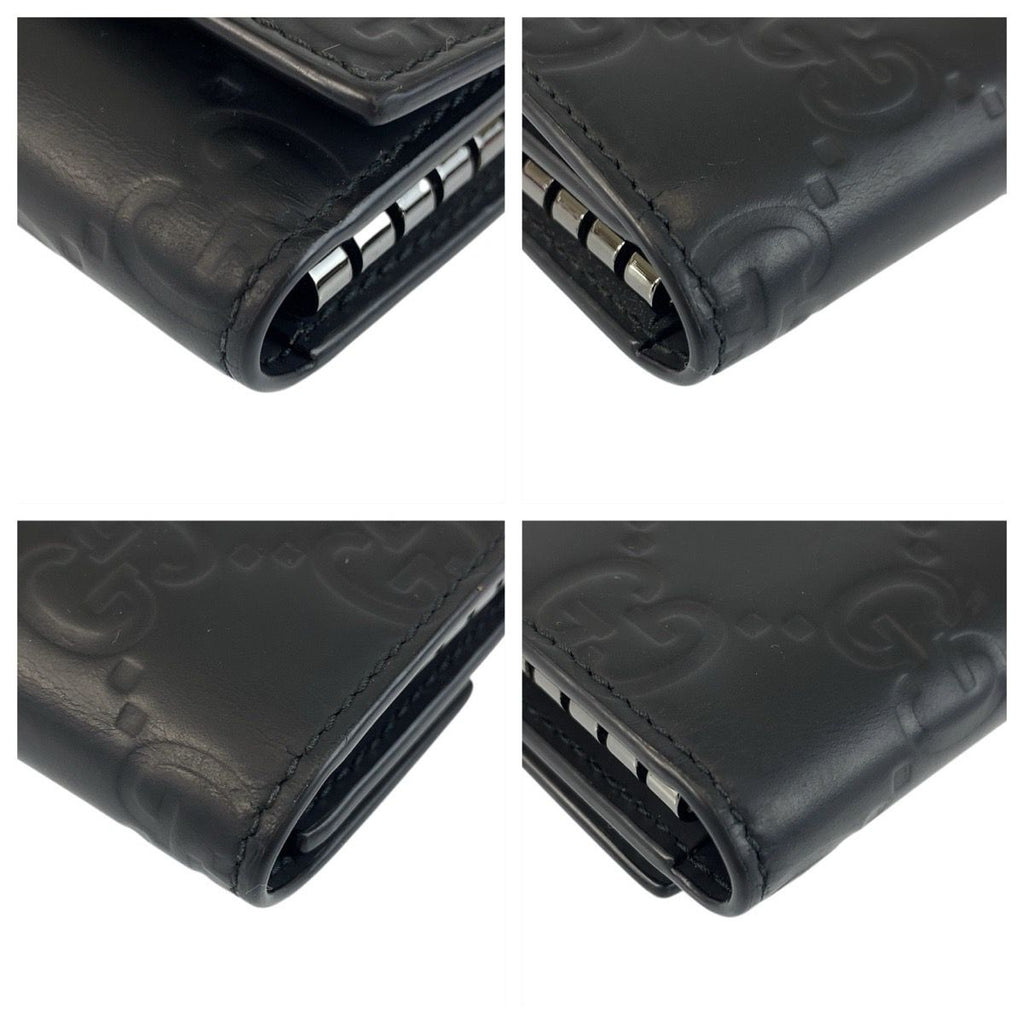 Gucci Rubber Effect Black Leather key Case 6 Rows — view 6