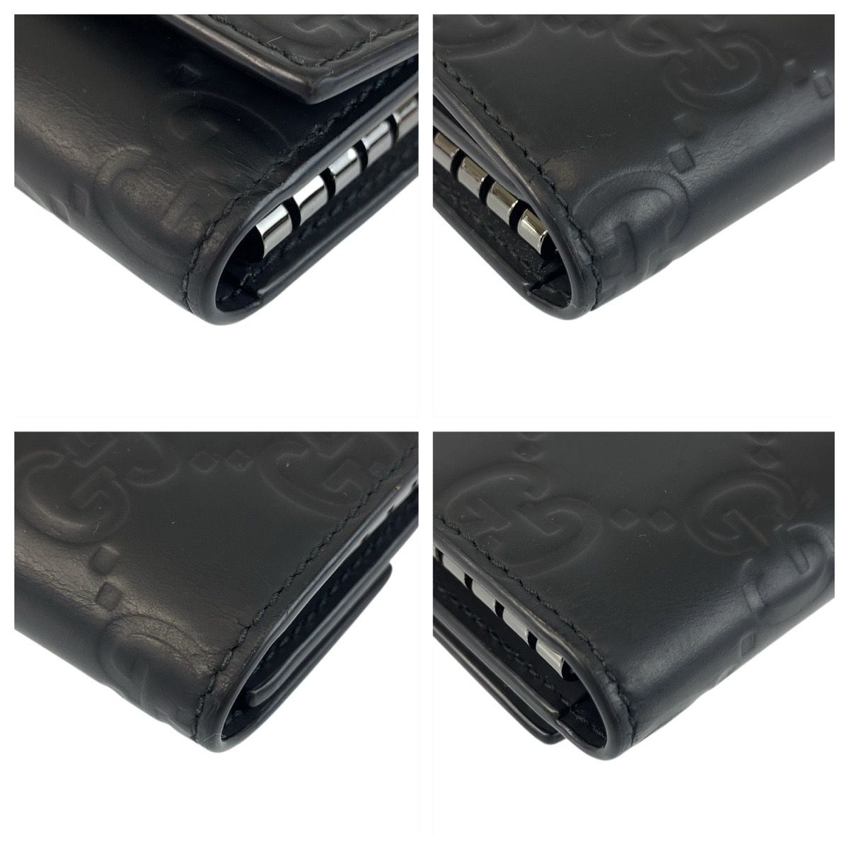 Gucci Rubber Effect Black Leather key Case 6 Rows — view 6
