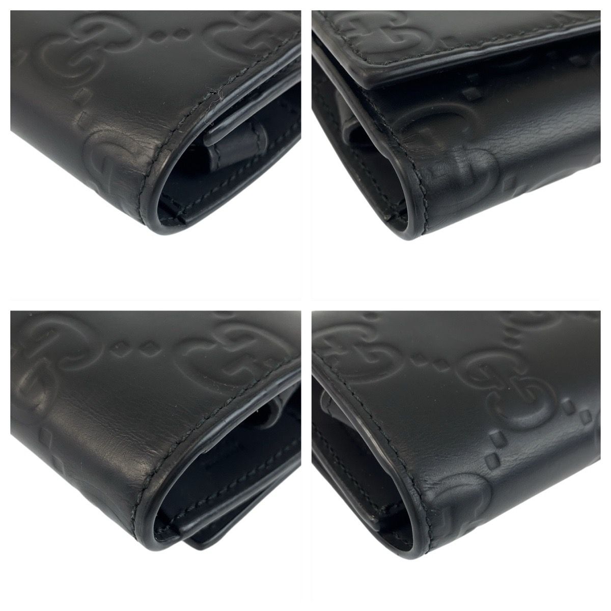 Gucci Rubber Effect Black Leather key Case 6 Rows — view 5