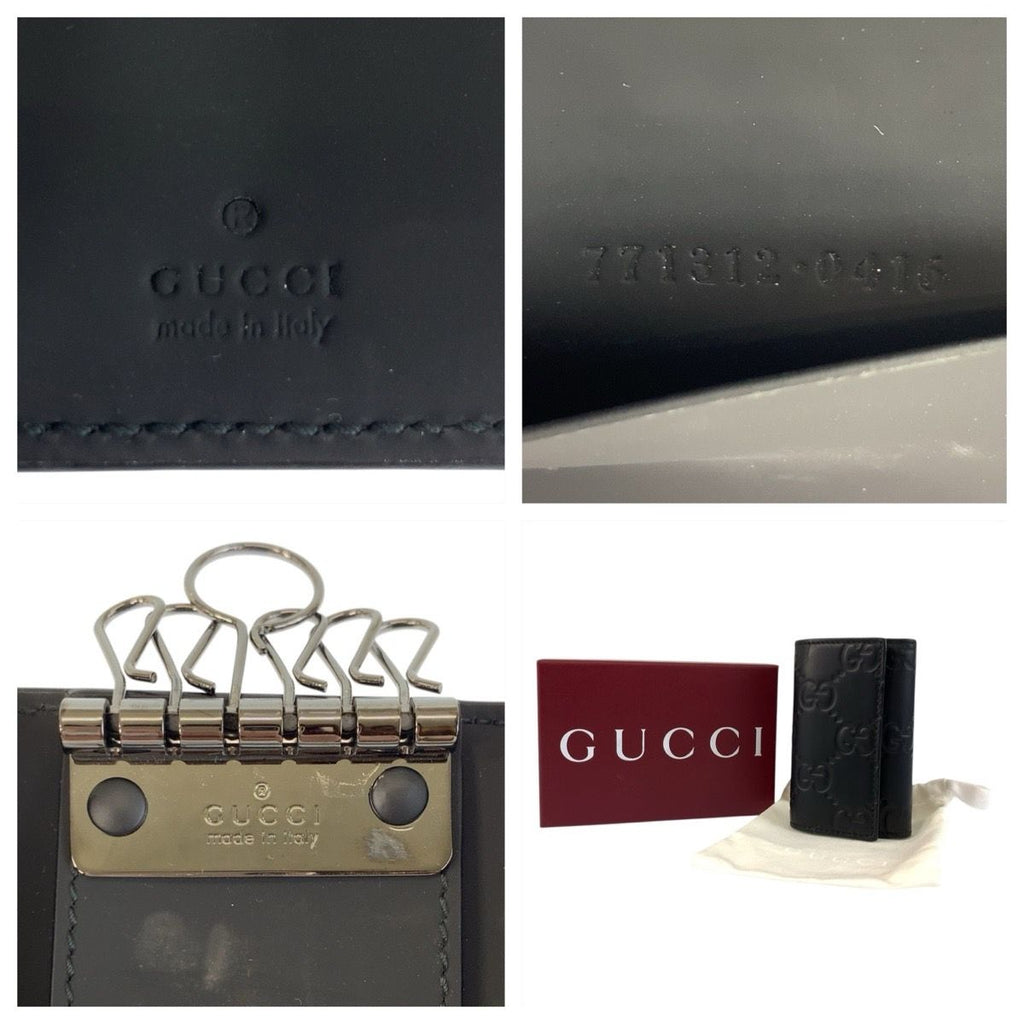 Gucci Rubber Effect Black Leather key Case 6 Rows — view 3