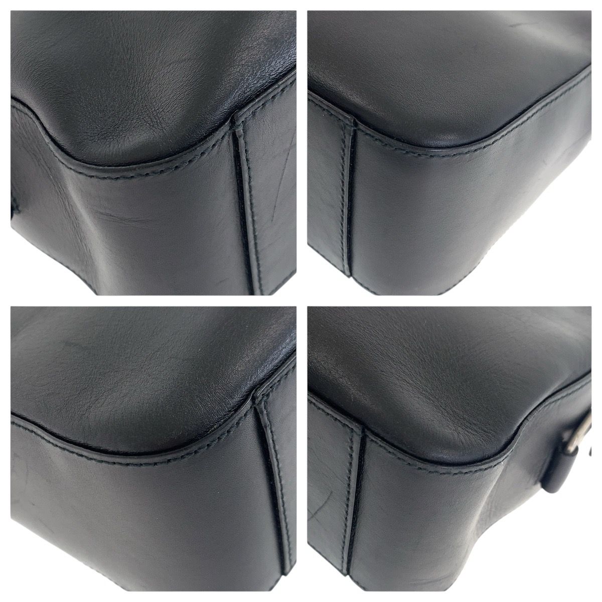 Prada Black Silver Hardware Leather Shoulder Bag Messenger — view 3