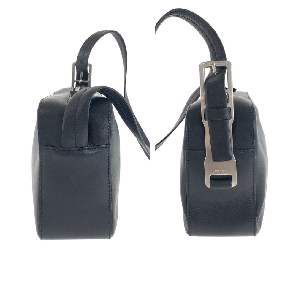 Prada Black Silver Hardware Leather Shoulder Bag Messenger — view 8