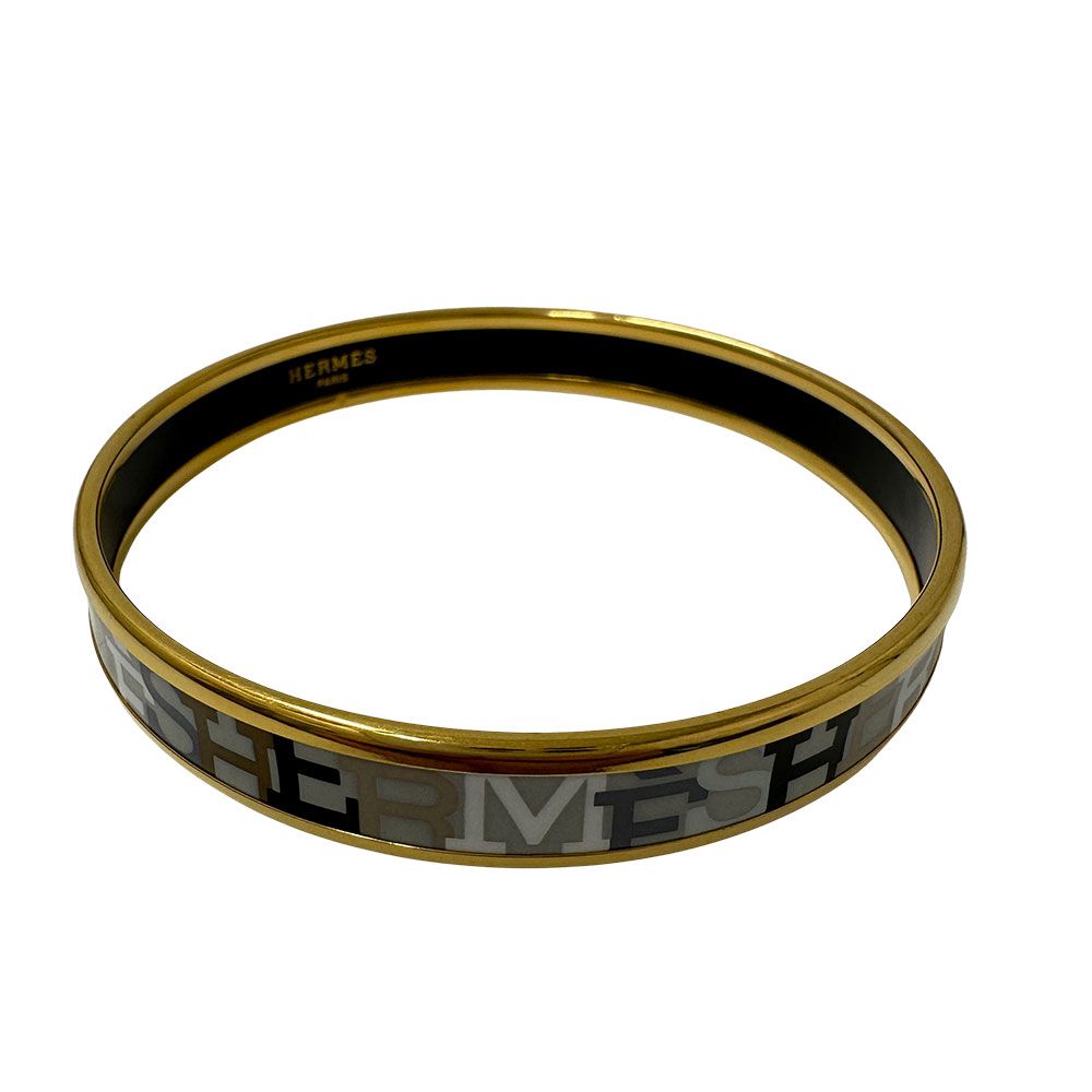Hermes Bangle Carre Cheux Enamel PM' Brand GP Gold Black — view 2