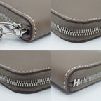 Hermes Zip Azap Compact Wallet Coin Purse Leather Etoupe Gray Silver — view 5