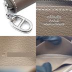 Hermes Zip Azap Compact Wallet Coin Purse Leather Etoupe Gray Silver — view 9