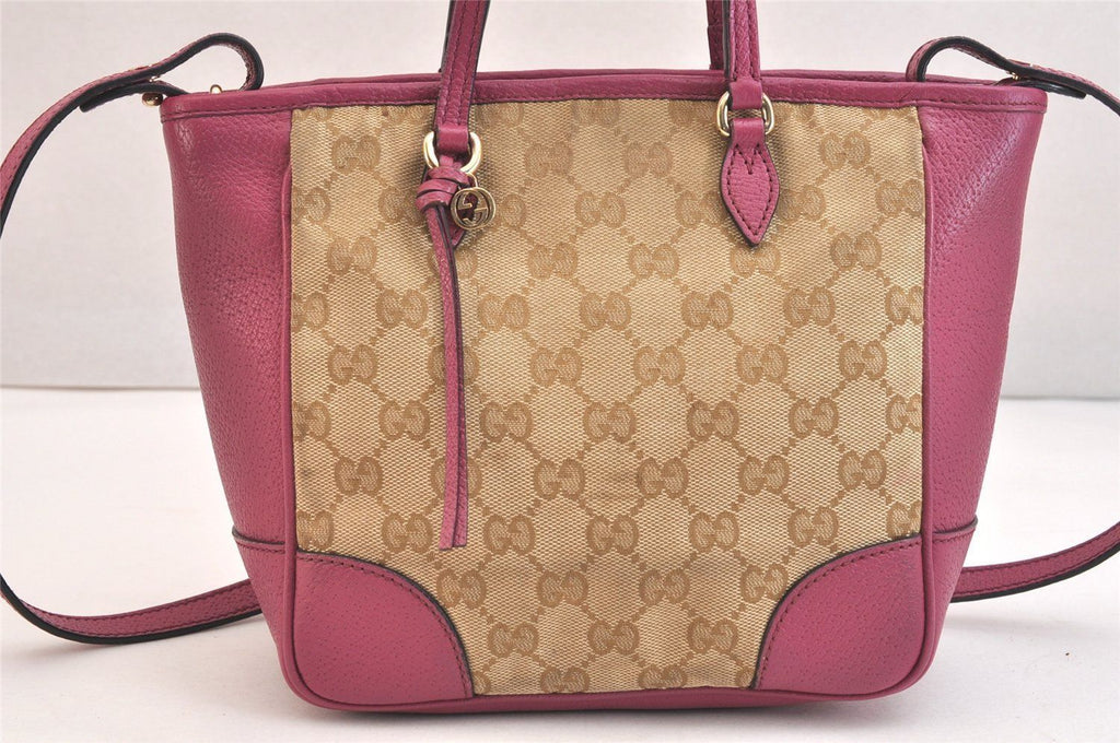 Gucci Bree 2-Way Shoulder Handbag GG Canvas Leather Beige — view 2