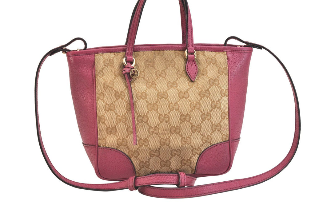Gucci Bree 2-Way Shoulder Handbag GG Canvas Leather Beige