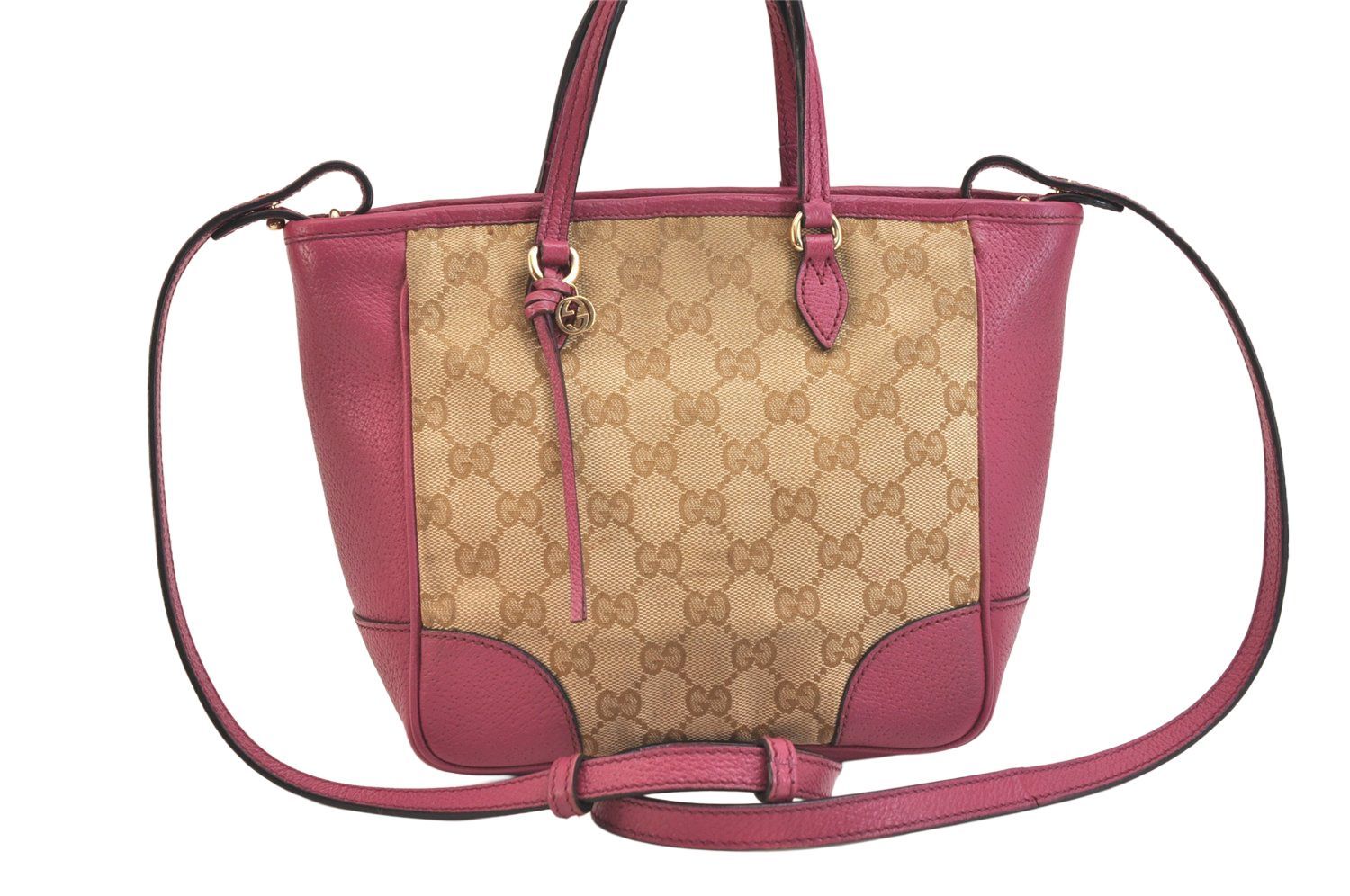 Gucci Bree 2-Way Shoulder Handbag GG Canvas Leather Beige
