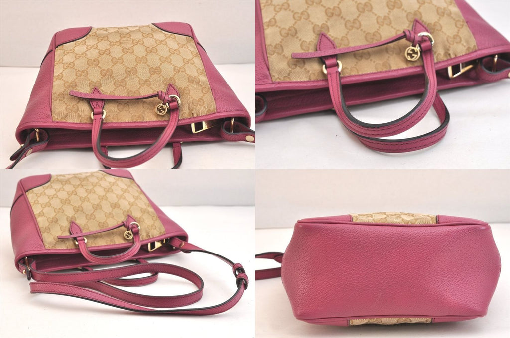 Gucci Bree 2-Way Shoulder Handbag GG Canvas Leather Beige — view 6