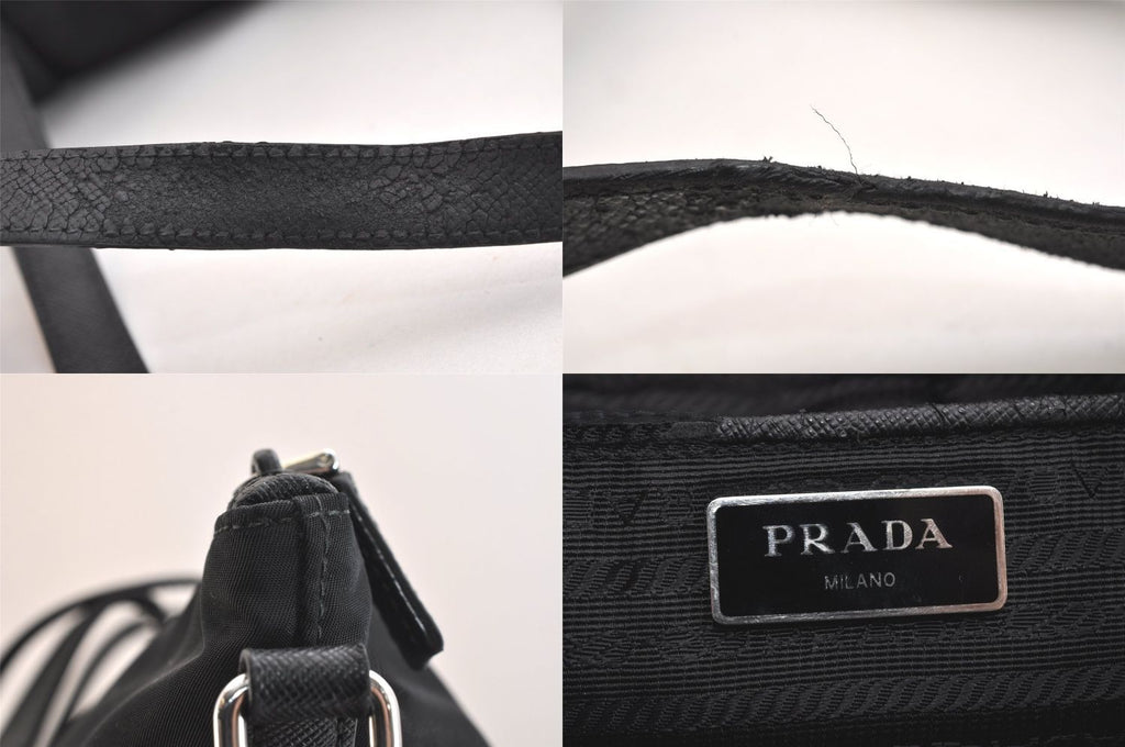 Prada Vintage Nylon Leather 2-Way Shoulder Cross Handbag Black — view 8