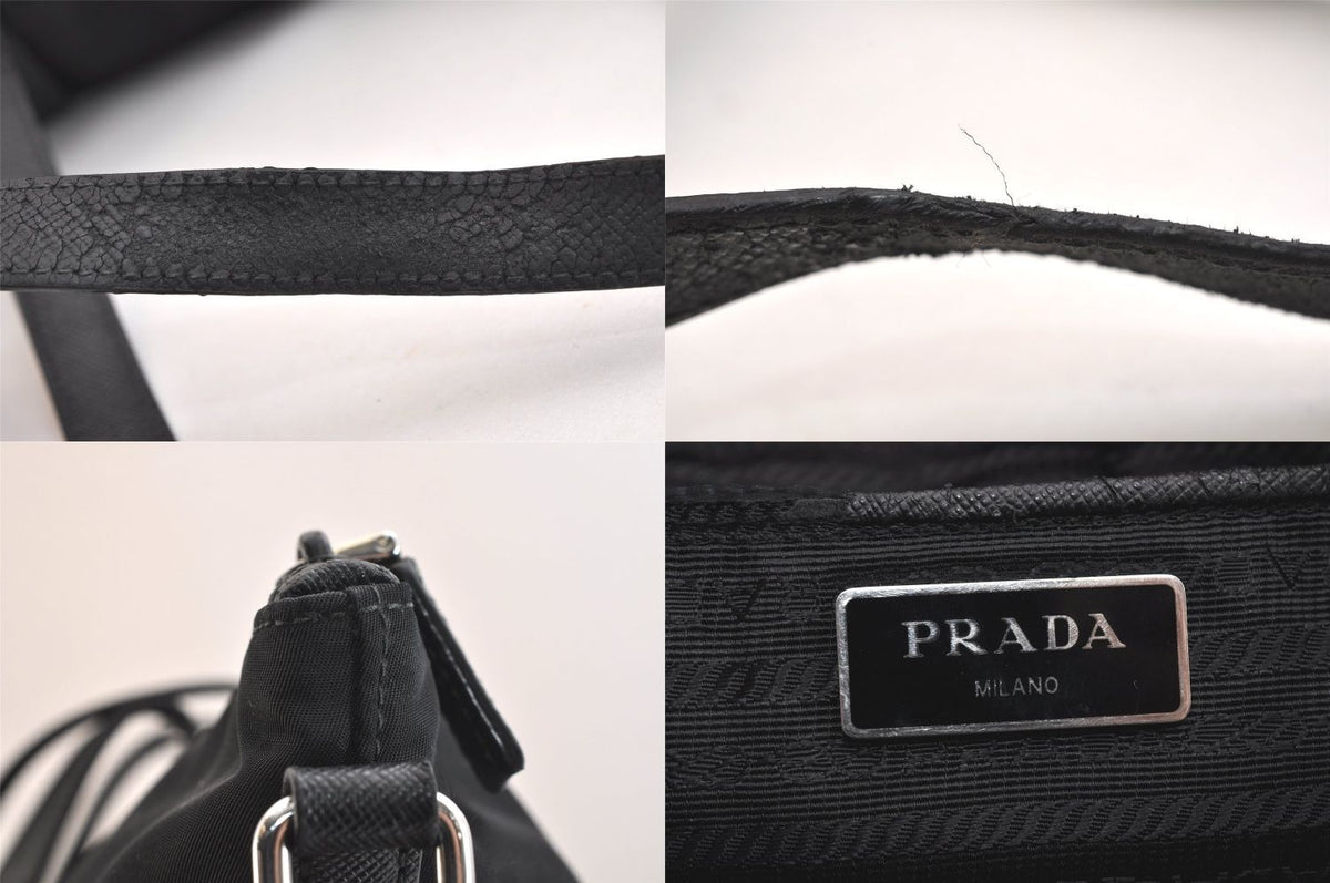 Prada Vintage Nylon Leather 2-Way Shoulder Cross Handbag Black — view 8