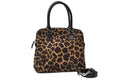 Fendi Giraffe Pattern 2-Way Shoulder Handbag Calf Hair Brown