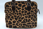 Fendi Giraffe Pattern 2-Way Shoulder Handbag Calf Hair Brown — view 3