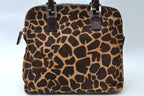 Fendi Giraffe Pattern 2-Way Shoulder Handbag Calf Hair Brown — view 2