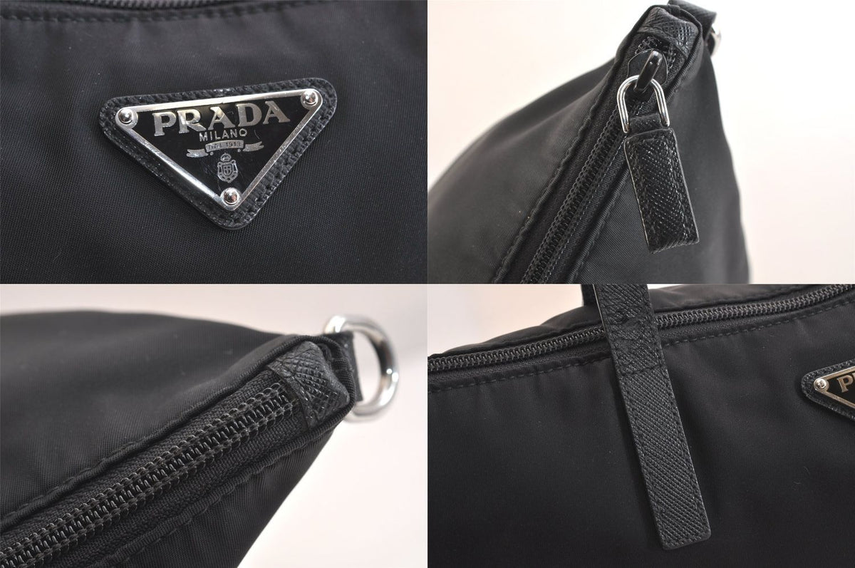 Prada Vintage Nylon Leather 2-Way Shoulder Cross Handbag Black — view 7