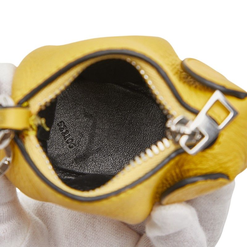 Loewe Elephant Coin Case Charm Key Ring Yellow Leather — view 6