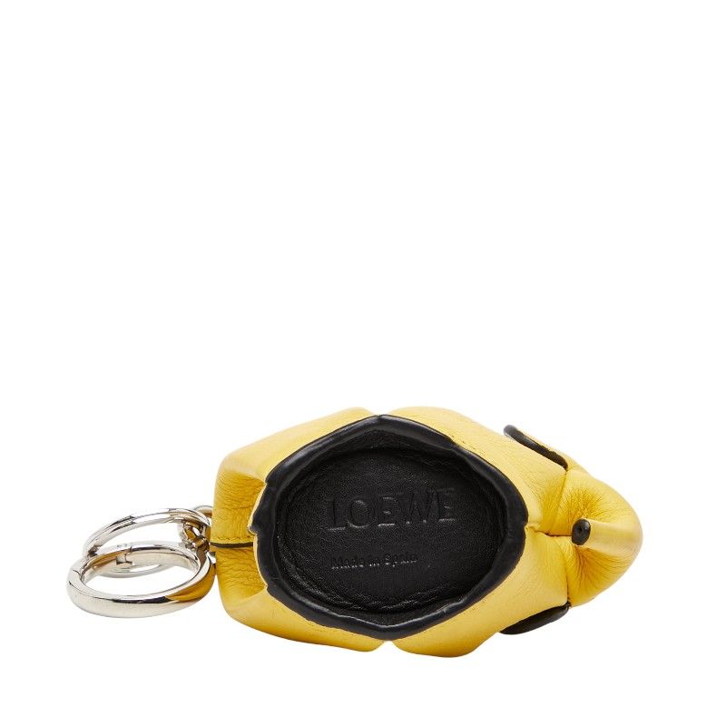 Loewe Elephant Coin Case Charm Key Ring Yellow Leather — view 3