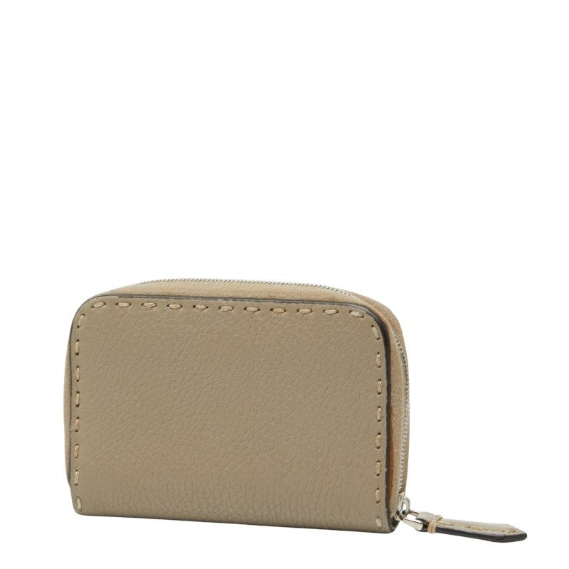 Fendi Selleria Coin Purse Gray Leather — view 2