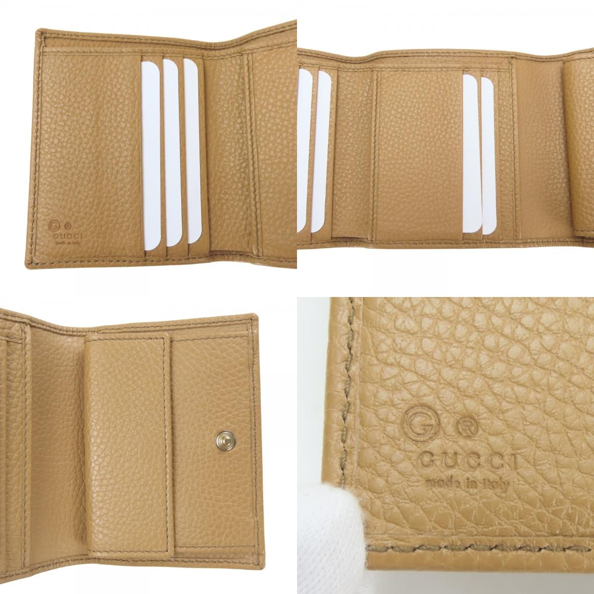 Gucci Trifold Wallet Interlocking W Hook Leather Beige — view 7