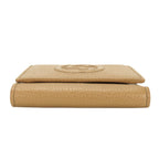 Gucci Trifold Wallet Interlocking W Hook Leather Beige — view 3