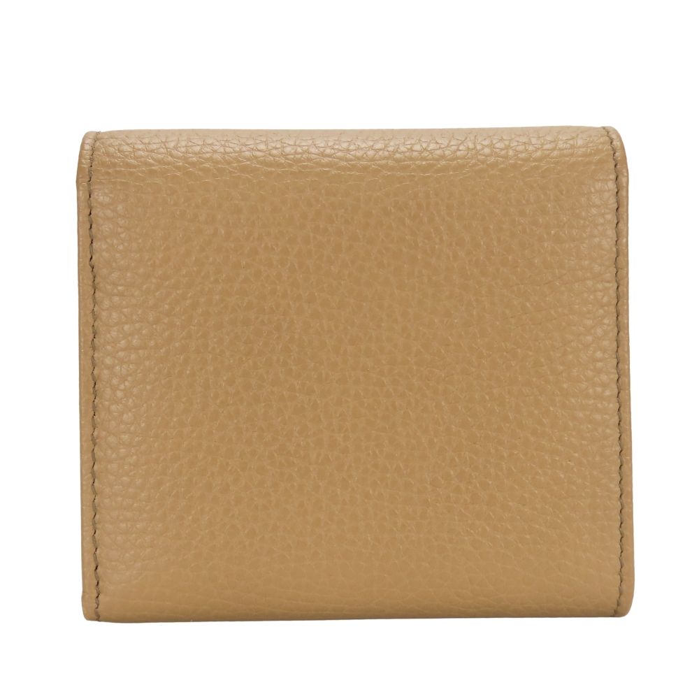 Gucci Trifold Wallet Interlocking W Hook Leather Beige — view 2