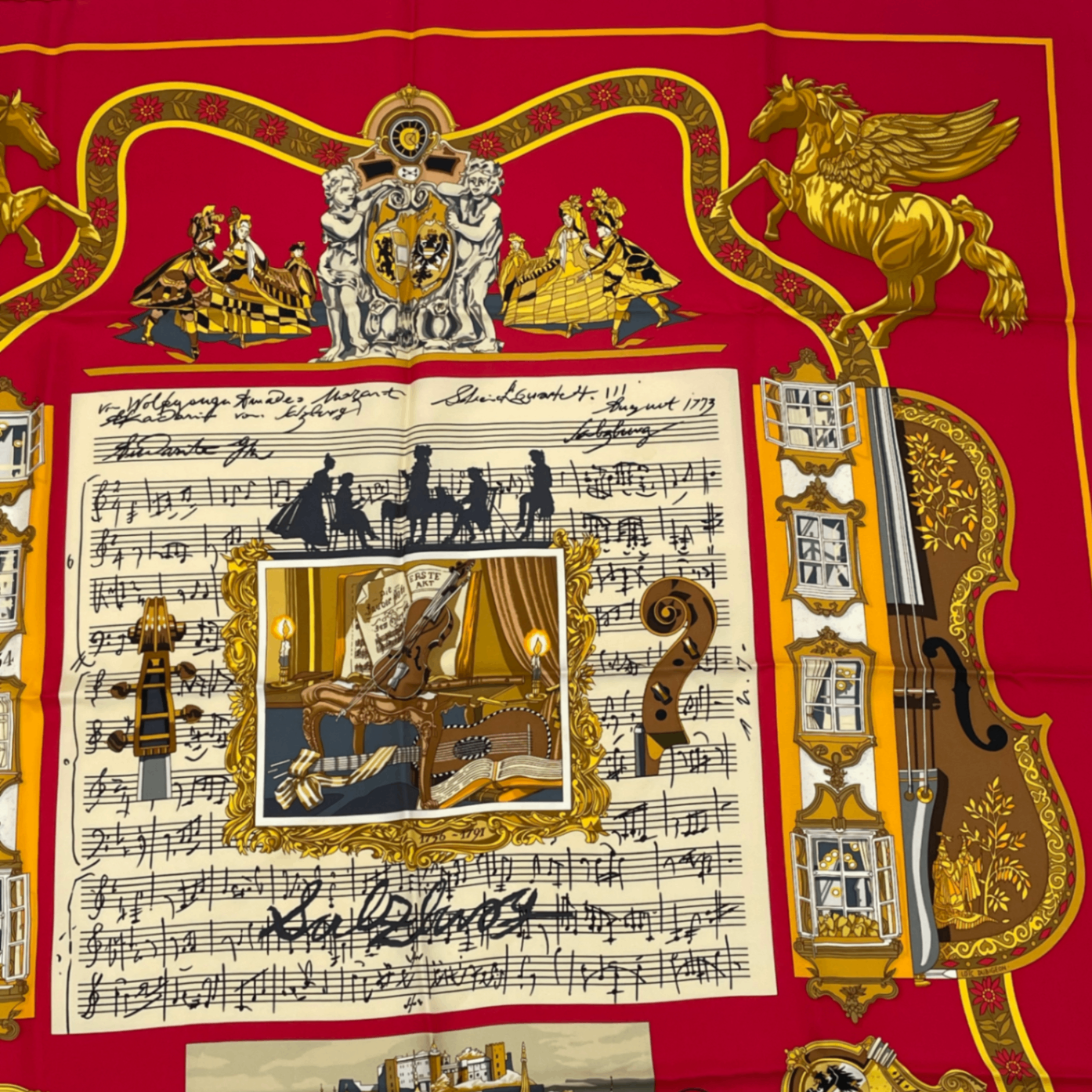 Hermes Carre 90 in Salzburg Red Scarf Silk — view 5