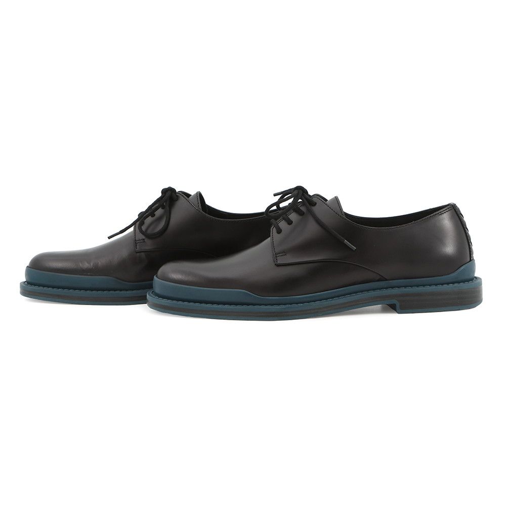 Bottega Veneta Loafers Lace Up Intrecciato Leather 38 Black Blue — view 2