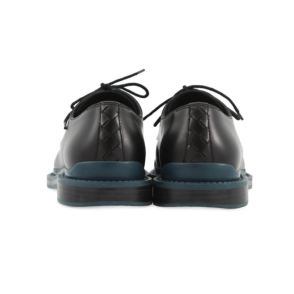 Bottega Veneta Loafers Lace Up Intrecciato Leather 38 Black Blue — view 3
