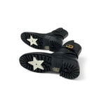 Dior Christian Empreinte Boots Shoes Leather Black Gold Logo Belt — view 6