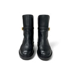 Dior Christian Empreinte Boots Shoes Leather Black Gold Logo Belt — view 2