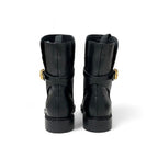 Dior Christian Empreinte Boots Shoes Leather Black Gold Logo Belt — view 5
