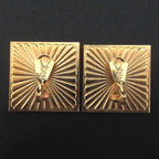 Saint Laurent Yves Vintage Square Clip Earrings Red Black X — view 2