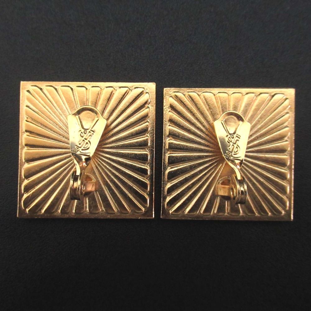 Saint Laurent Yves Vintage Square Clip Earrings Red Black X — view 2