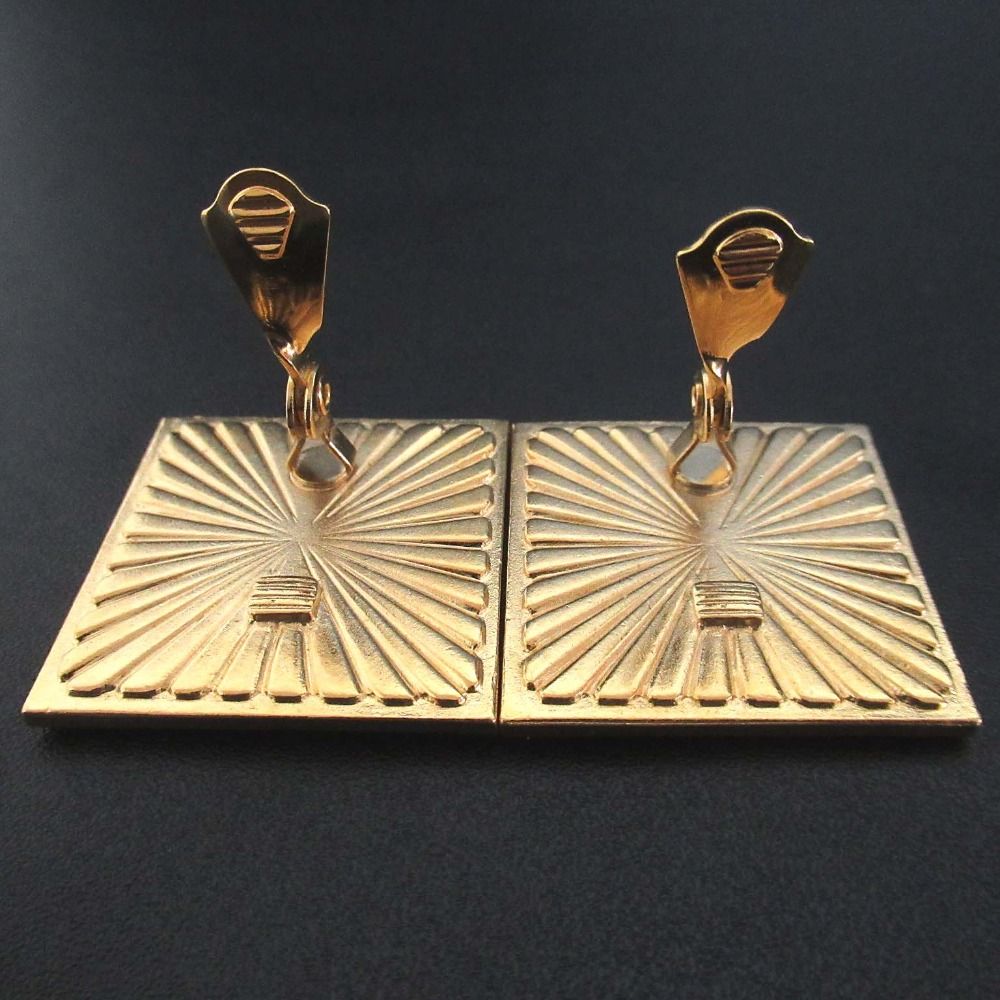 Saint Laurent Yves Vintage Square Clip Earrings Red Black X — view 3