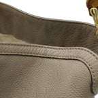 Gucci Bamboo 2-Way Shoulder Bag Crossbody Leather Grey Gold — view 9